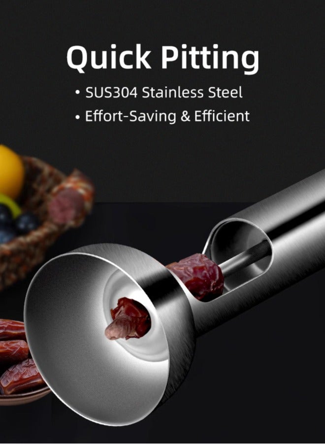 Date Seed Remover, Stainless Steel Stamped Date Pitter, Seed Remover Tool, Large-Sized Fruit and Olive Pitting Tool, Effortless Pitting, Keep Complete Gadget Accessories for Dates, Olives, Cherries, and Hawthorn. - Image 2