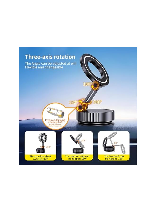 S-TOP Vacuum Magnetic Car Phone Holder-360° Rotation Adjustable car mount, Upgraded 80LBS Strong Suction Cup حامل جوال للسيارة for iPhone & Android, Phone Holder in Car for Dashboard/Windshield - Image 2