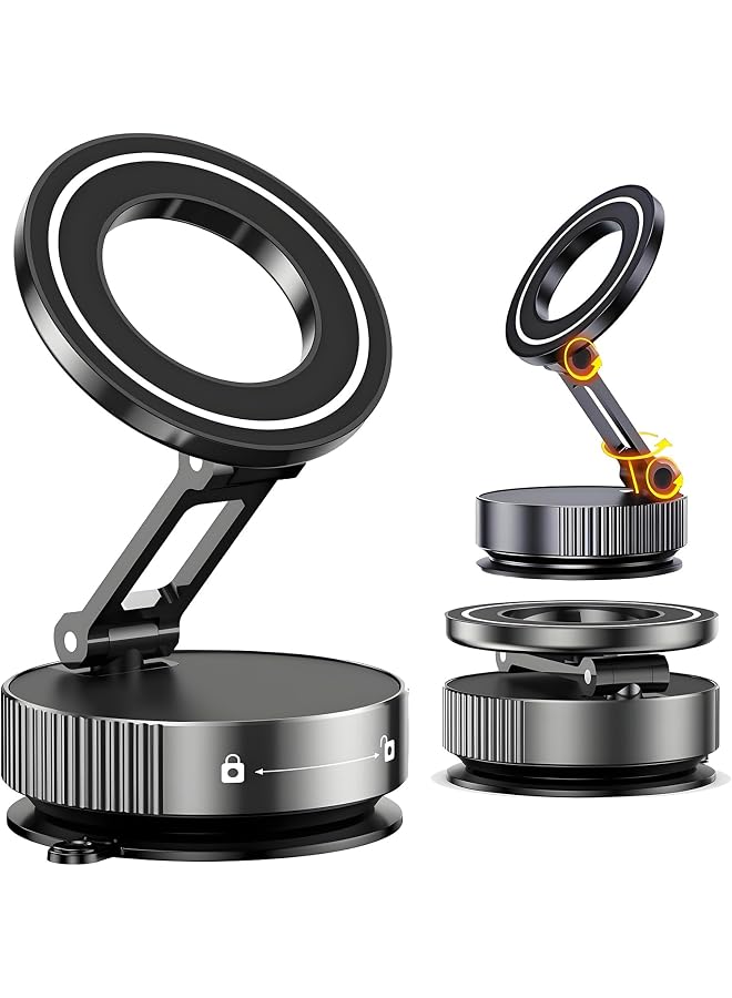 S-TOP Vacuum Magnetic Car Phone Holder-360° Rotation Adjustable car mount, Upgraded 80LBS Strong Suction Cup حامل جوال للسيارة for iPhone & Android, Phone Holder in Car for Dashboard/Windshield - Image 1