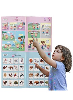 SYOSI Learning Toys for Toddlers Kids Learn Arabic/English Talking Sound Book Bilingual Toy Alphabet Numbers, Words Educational Gifts for Children Electronic Interactive Wall Chart  - Image 3