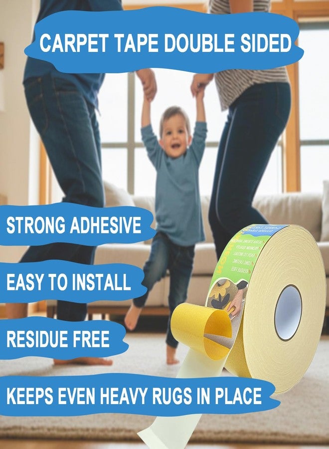 ARRYNTHEON Double Sided Carpet Tape for Hardwood Floors 2 Inch x 15 Yards Non Slip Rug Tape for Tile Floors, Easy to Remove Without Residue Rug Tape Gripper for Carpet (Yellow, 2Inch x 15Yards) - Image 2