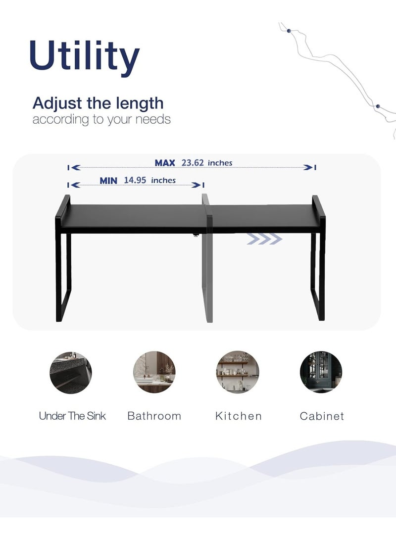 Toriseek Expandable Countertop Organizer Shelf, Cabinet Shelf Organizers, Kitchen Counter Shelves, Metal Spice Racks, Stackable Counter Storage Shelf - Image 3