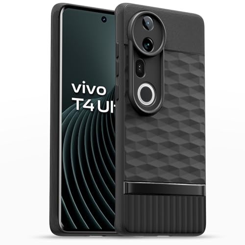 Pikkme Back Cover for Vivo T4 Ultra 5G Camera Protection 3D Hexa Cube Design Silicone Protective Bumper Case (Black) - Image 1