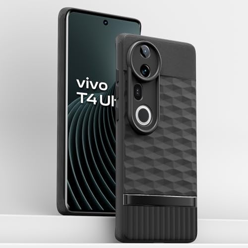 Pikkme Back Cover for Vivo T4 Ultra 5G Camera Protection 3D Hexa Cube Design Silicone Protective Bumper Case (Black) - Image 2