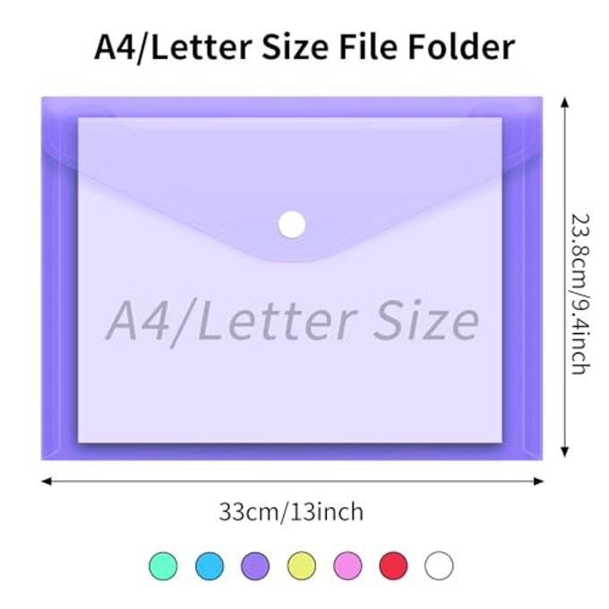 EOOUT 14Pcs Plastic Envelopes, Plastic Folders For Documents, Poly Folders With Snap Closure, A4 Size, Letter Size, For School And Office Supplies - Image 2