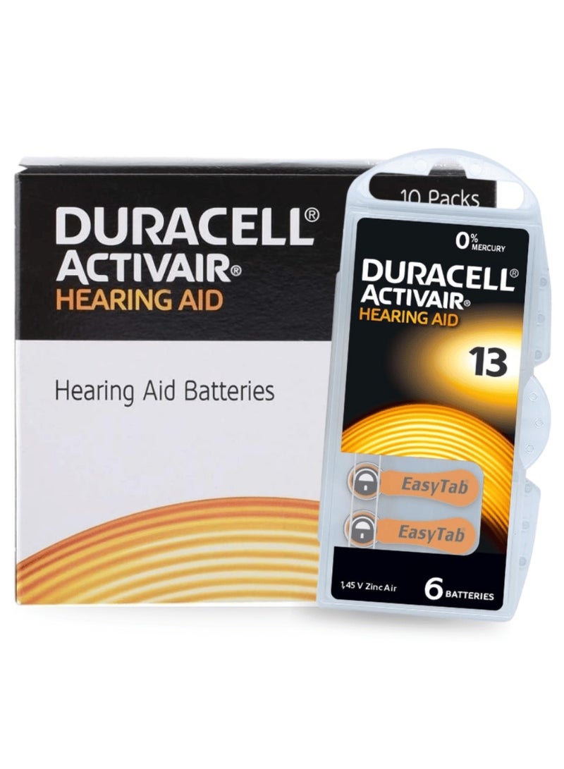 Duracell 60-Pieces Duracell Activair (Size 13) Hearing Aid 1.45V Zinc-Air Hg0% Mercury Batteries  - Image 1
