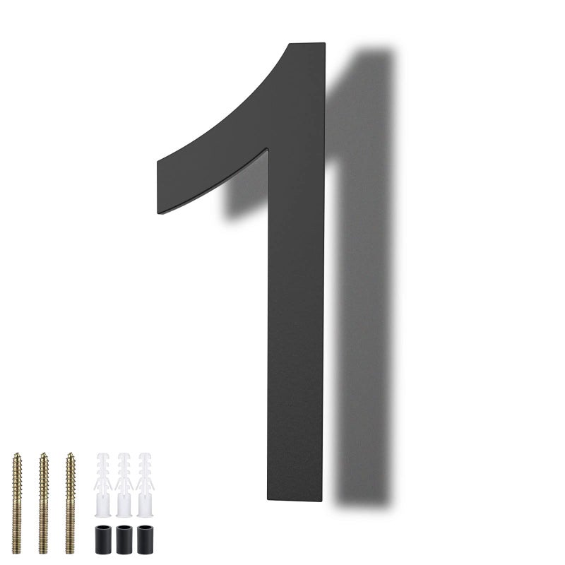 DEWEL 8 inch Floating Large House Numbers for Outside Black Modern House Address Numbers Decor for 911 Visibility Signage with Nail Kits House Number 1