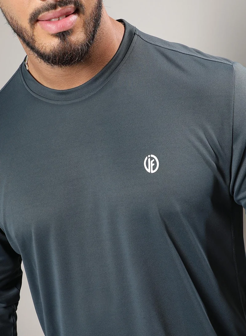 Instafab Plus  Men's Solid Black Regular Fit Activewear T-Shirt for Men | Best Price UAE