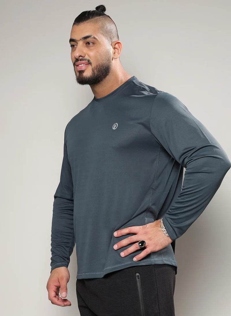 Instafab Plus  Men's Solid Black Regular Fit Activewear T-Shirt for Men | Best Price UAE