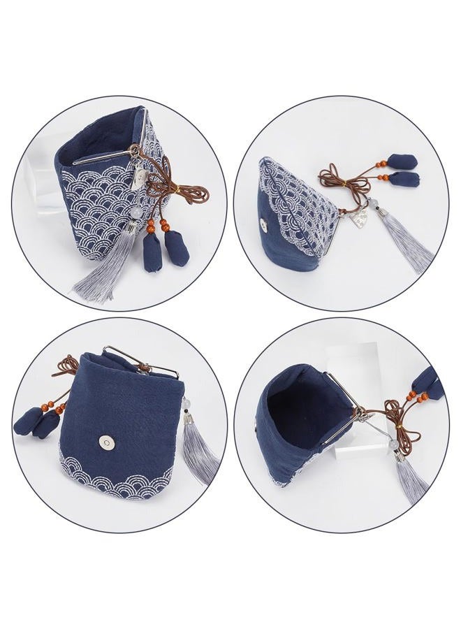 FREEBLOSS Sashiko Coin Purse DIY Kit with Instructions Waves Sashiko Kit for Beginners Japanese Sashiko Embroidery Bag for Girls Mums Gift - Image 4