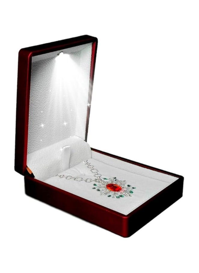 Generic LED Red necklace Box Luxury Octagonal Design LED Pendant Earring Jewelry Gift Box with Light for Men for Women for Girls  - Image 1