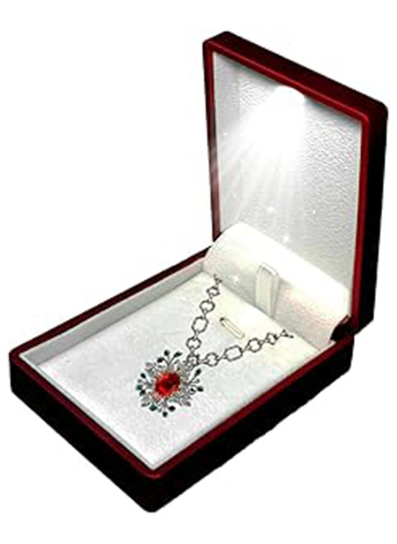Generic LED Red necklace Box Luxury Octagonal Design LED Pendant Earring Jewelry Gift Box with Light for Men for Women for Girls  - Image 3