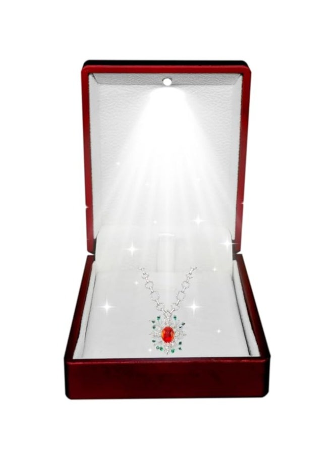 Generic LED Red necklace Box Luxury Octagonal Design LED Pendant Earring Jewelry Gift Box with Light for Men for Women for Girls  - Image 2