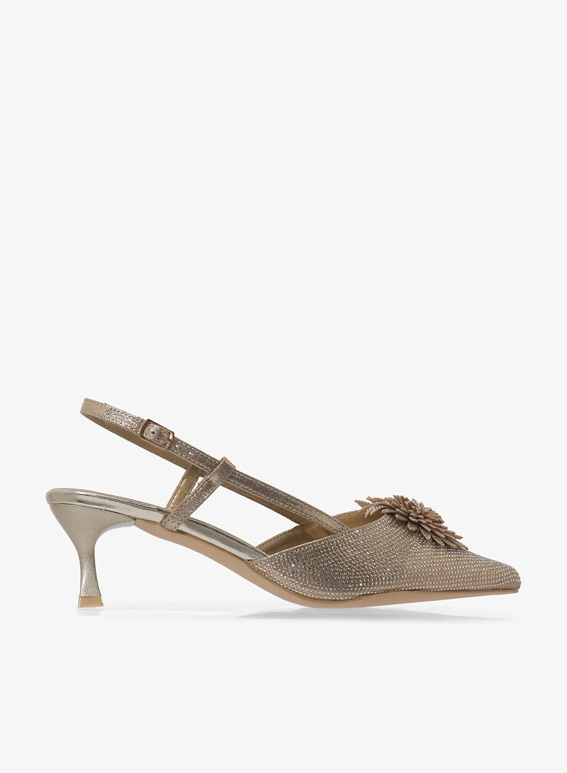 Ella Limited Edition Diamante Pointed Sling Back Classic Pumps
