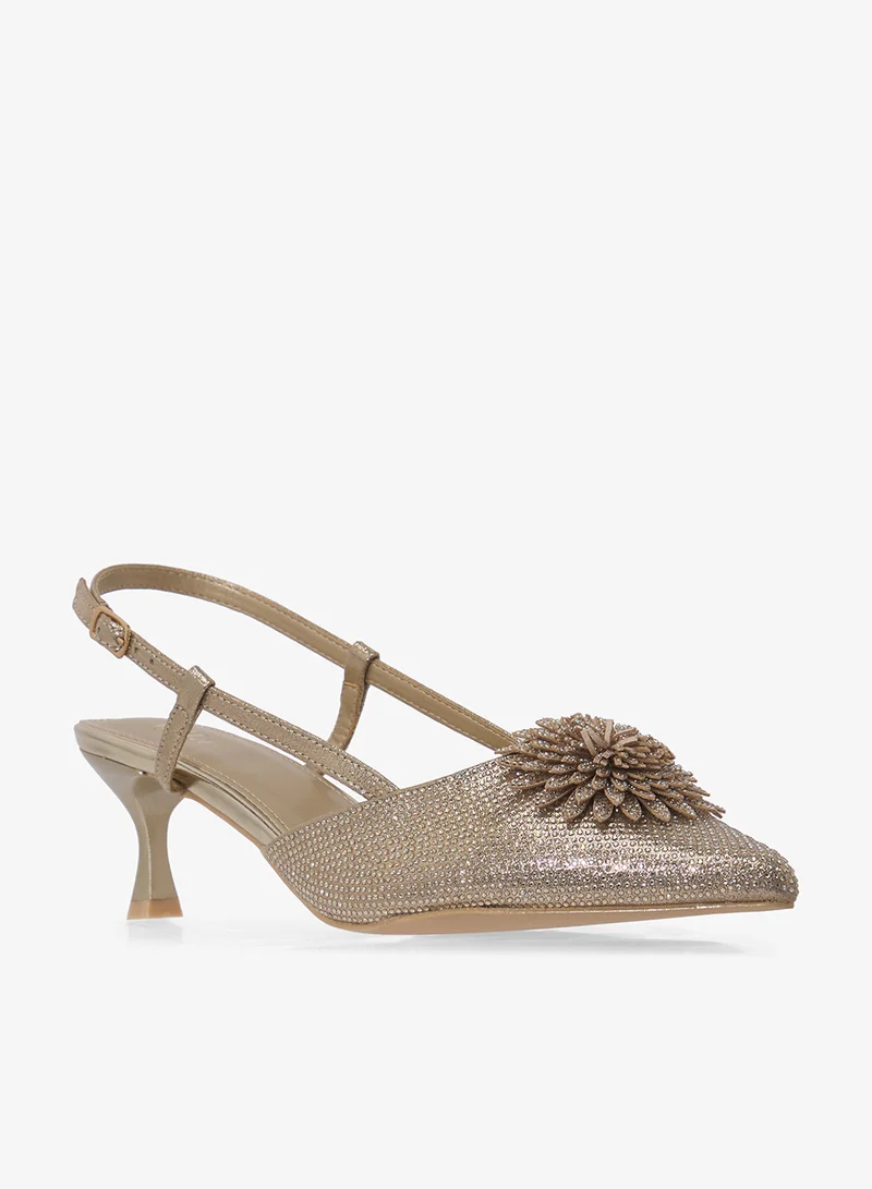Ella Limited Edition Diamante Pointed Sling Back Classic Pumps