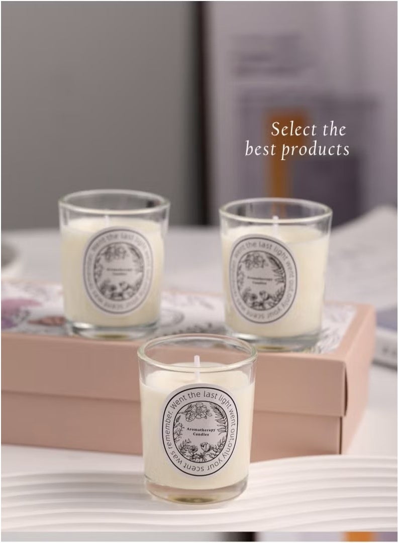 Aromatherapy Set of 3 Scented Candles, Three Different Scents, Color: White - Image 4