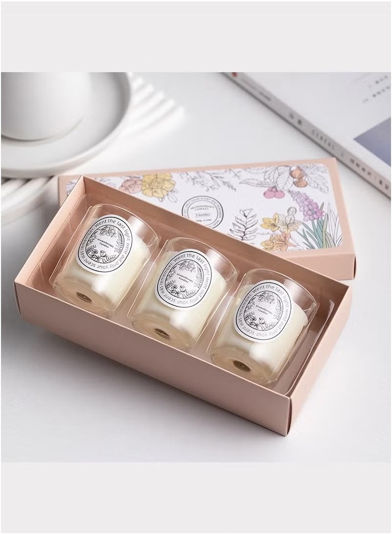 Aromatherapy Set of 3 Scented Candles, Three Different Scents, Color: White - Image 3