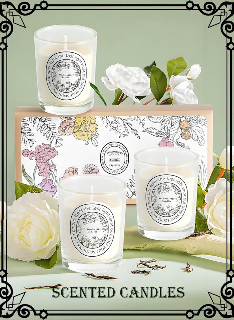 Aromatherapy Set of 3 Scented Candles, Three Different Scents, Color: White - Image 1