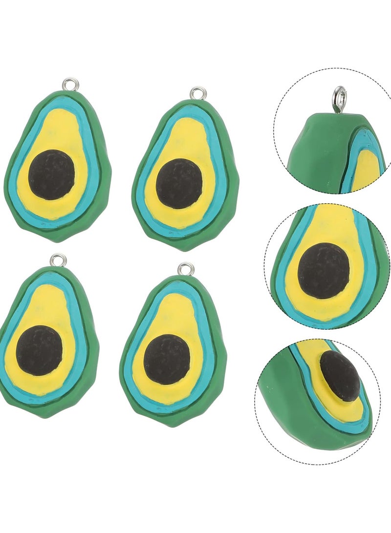 GGOOT 4pcs key chain accessories avocado charms watermelon jewelry bag purse fruit keychain charm fruit dangle charms fruit charm beads car acessories car bling necklace wallet plastic Green  - Image 4
