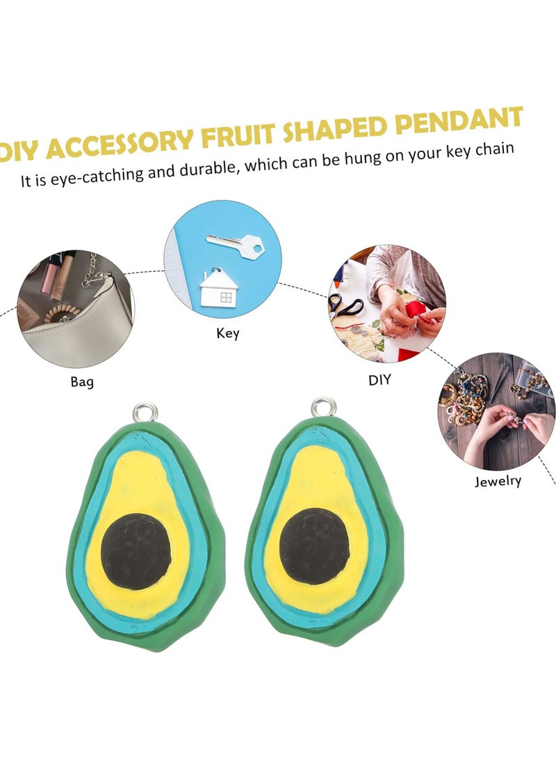 GGOOT 4pcs key chain accessories avocado charms watermelon jewelry bag purse fruit keychain charm fruit dangle charms fruit charm beads car acessories car bling necklace wallet plastic Green  - Image 2