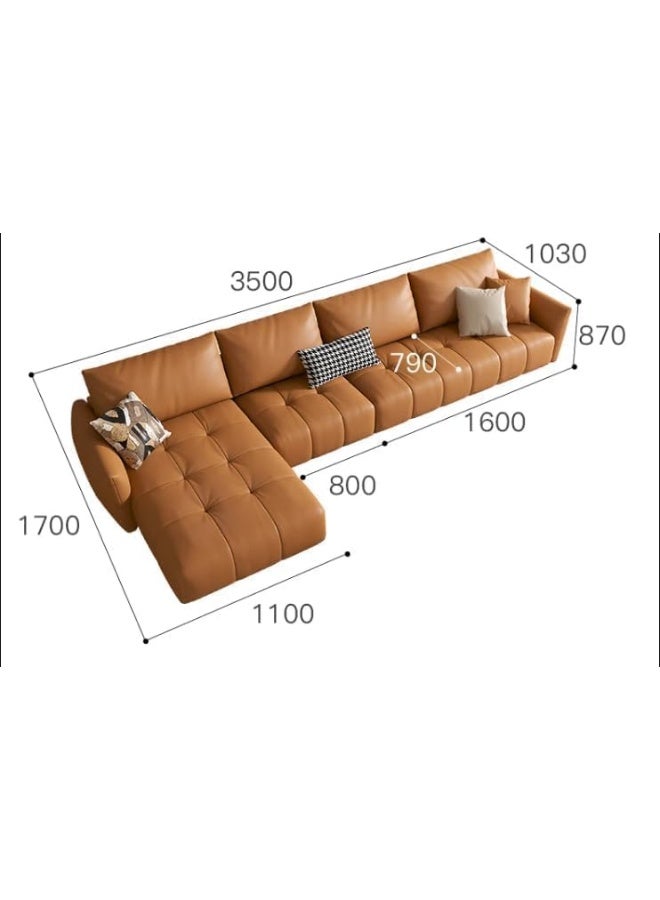 Comfynest Leather L Shape Sectional Sofa Set With Chair and Ottoman Faux Leather (Right) - Image 2
