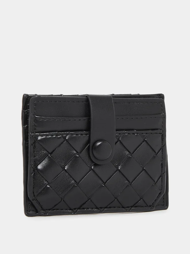 Black Textured Bi-Fold Card Holder