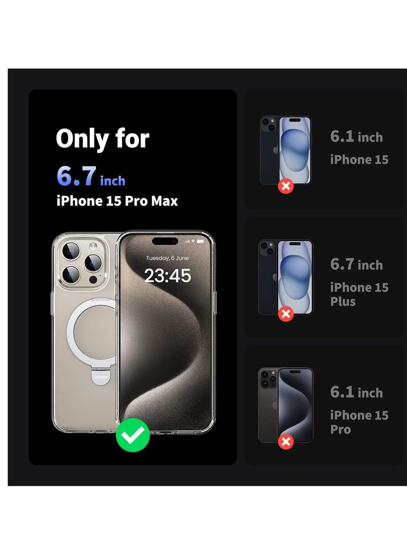 glassology Magnetic Ring Designed for iPhone 15 Pro Max Case, Compatible with MagSafe with Stand Shockproof Back Phone Case Black with Screen Protector  - Image 2