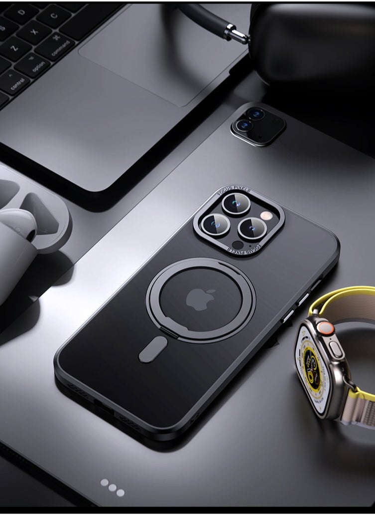 glassology Magnetic Ring Designed for iPhone 15 Pro Max Case, Compatible with MagSafe with Stand Shockproof Back Phone Case Black with Screen Protector  - Image 3