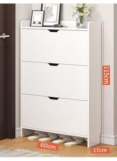 NKX Three Tier Shoe Rack Organizer Storage Foldable Closet with Doors for Living Room  - Image 1