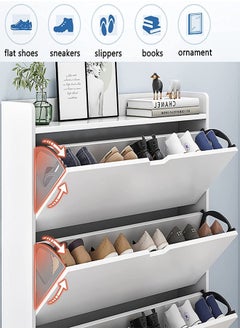 NKX Three Tier Shoe Rack Organizer Storage Foldable Closet with Doors for Living Room  - Image 5