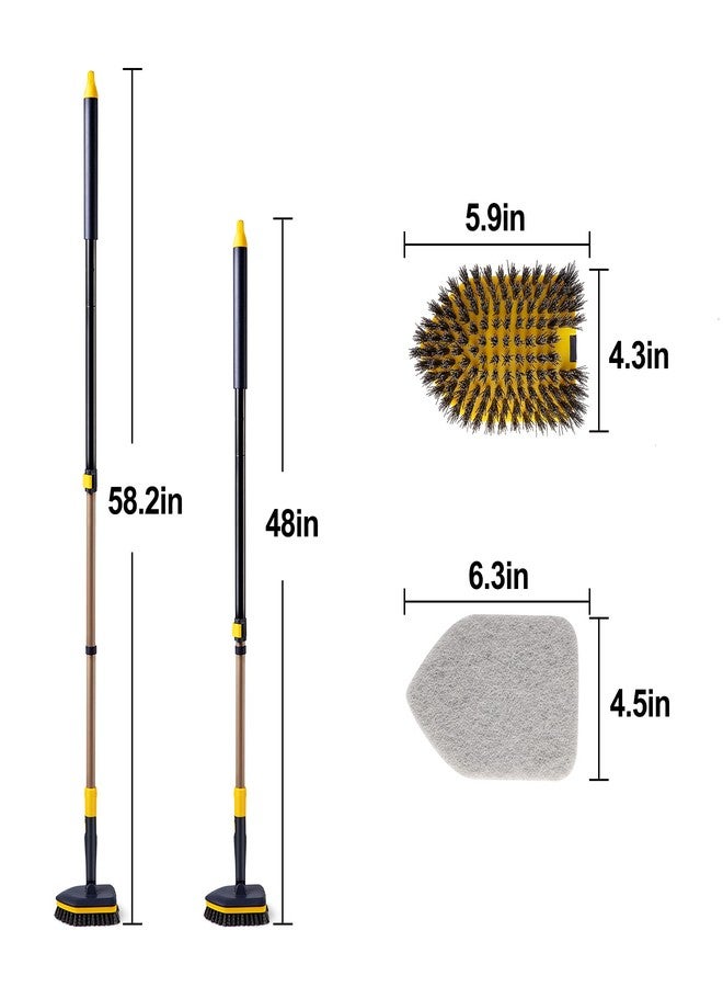 Yocada Tub Tile Scrubber Brush 2 in 1 Cleaning Brush 58.2 Inch Adjustable Telescopic Pole Stiff Bristles Scouring Pads for Cleaning Bathroom Kitchen Toilet Wall Tub Tile Sink Non Scratch - Image 5