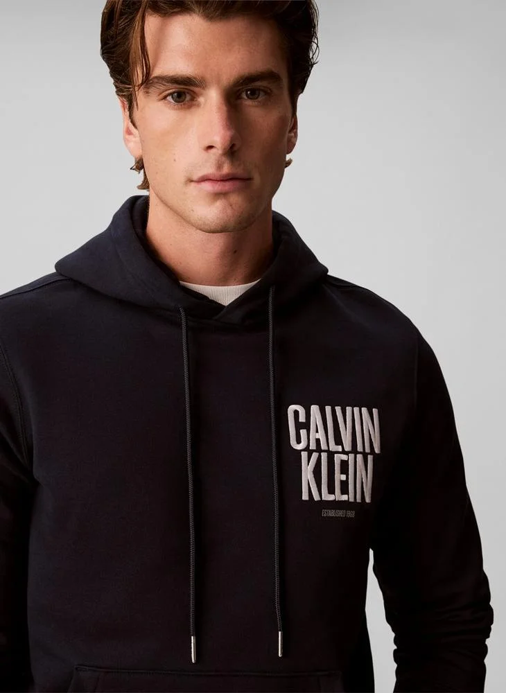 Calvin Klein Jeans  Logo Embroidery Fleece Drawstring Hoody for Men | Best Price UAE