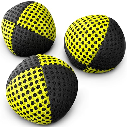 speevers Juggling Balls for Beginners and Professionals Set of 3 14 Colors Available 2 Layers of Net and Carry Case Xballs Juggling Balls Black Yellow 39 oz - Image 1