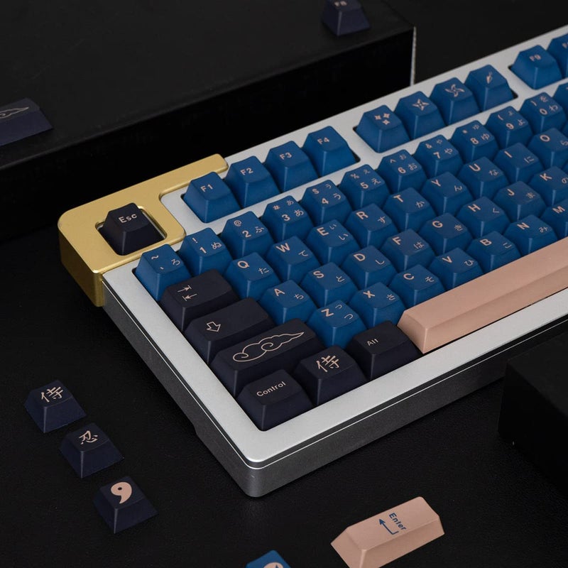 Sumgsn Blue Samurai Keycaps 129 Keys Cherry Profile Dye Sub PBT Keycap Set Japanese Key caps Fit for 61/64/87/104/108 Cherry Mx Switches Mechanical Keyboard - Image 5