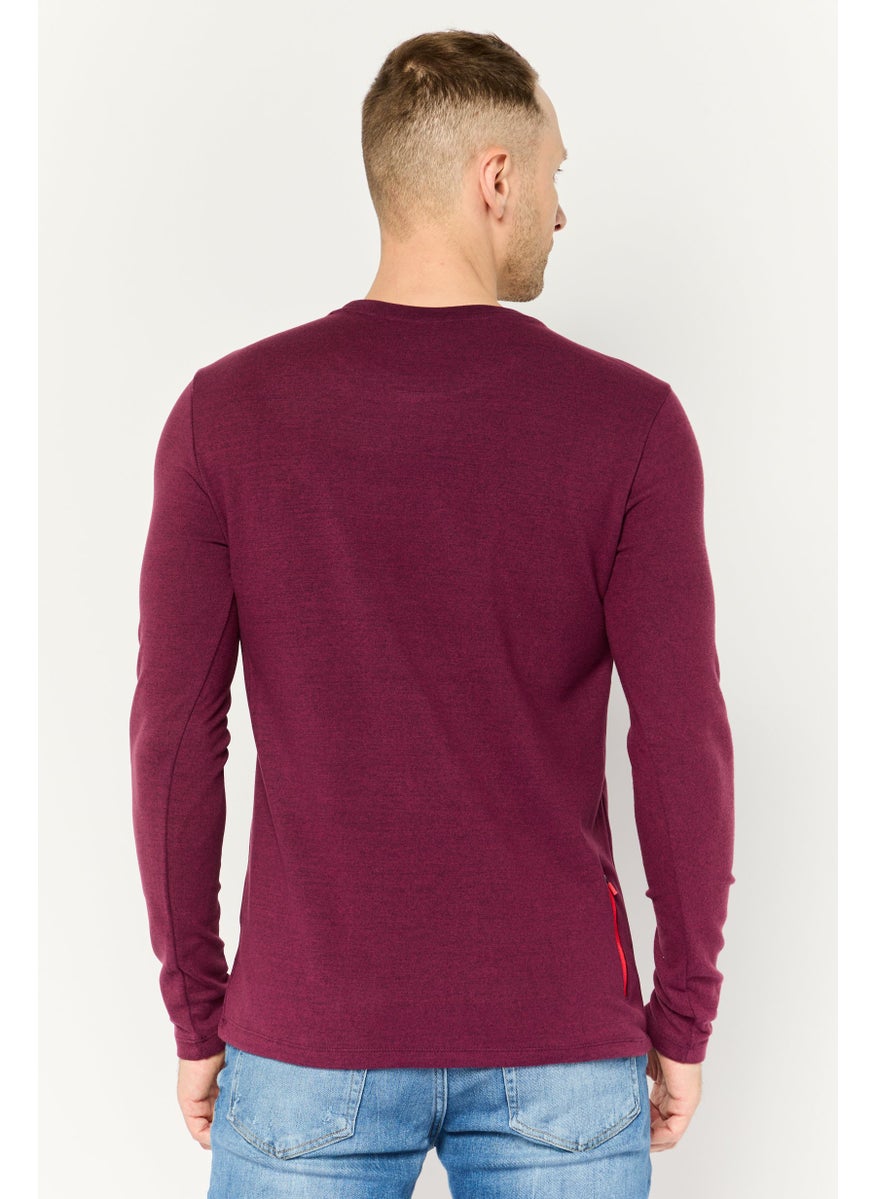 Avalanche - Men Crew Neck Long Sleeve Heather Sweatshirt, Maroon - Image 1