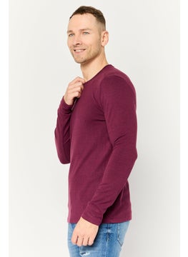 Avalanche Men Crew Neck Long Sleeve Heather Sweatshirt, Maroon  - Image 3