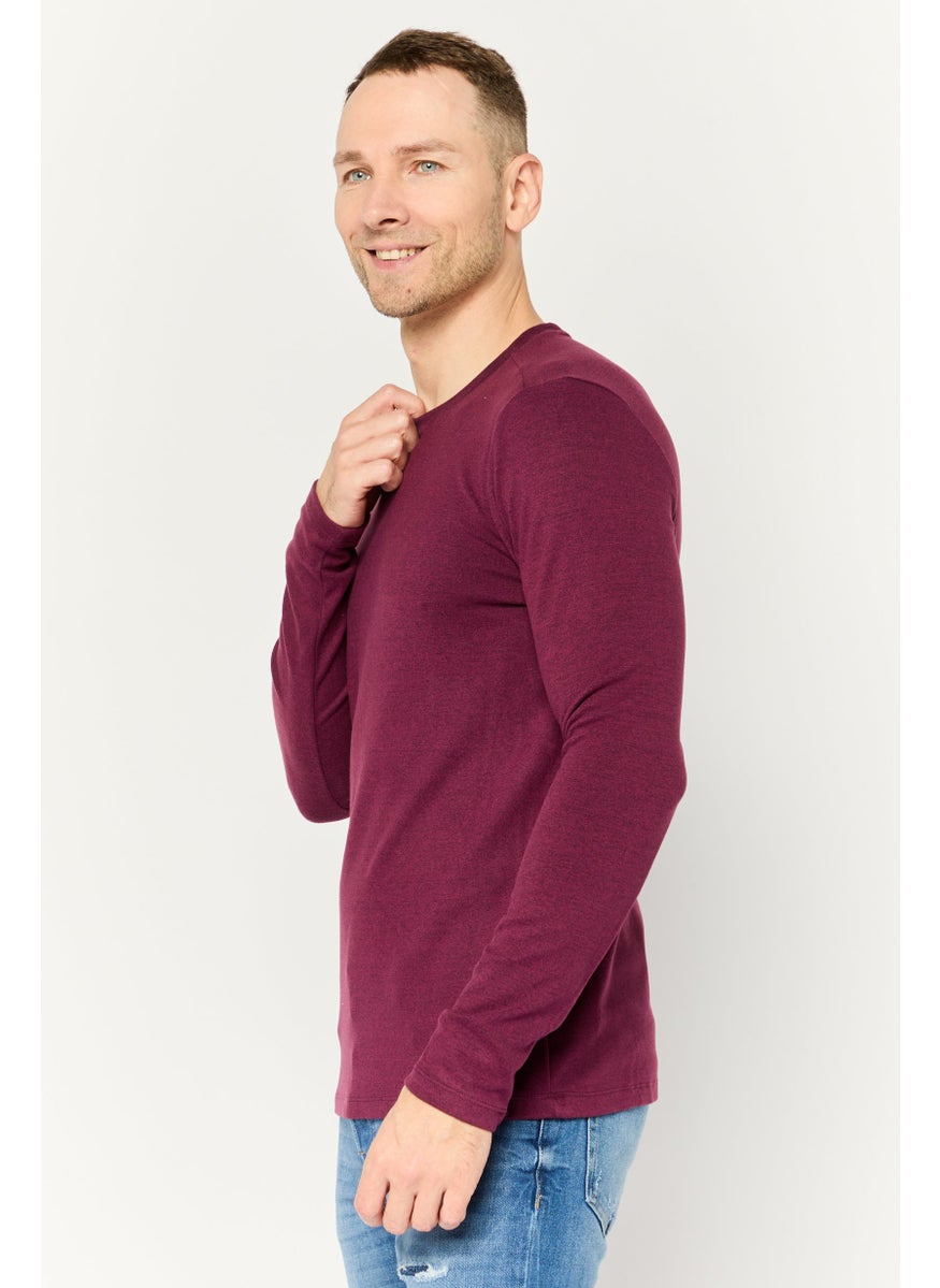 Avalanche - Men Crew Neck Long Sleeve Heather Sweatshirt, Maroon - Image 1