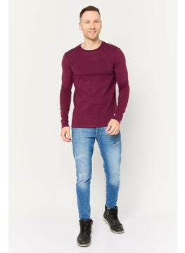 Avalanche Men Crew Neck Long Sleeve Heather Sweatshirt, Maroon  - Image 2