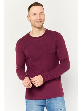 Men Crew Neck Long Sleeve Heather Sweatshirt, Maroon