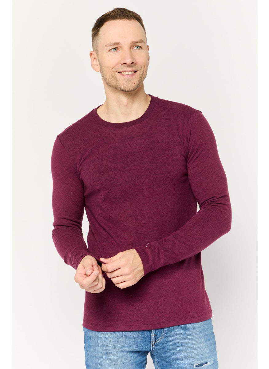 Avalanche - Men Crew Neck Long Sleeve Heather Sweatshirt, Maroon - Image 1