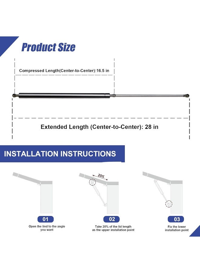Hurotoms Hurotoms 28 inch 200 Lbs/889 N Gas Struts  - Image 2