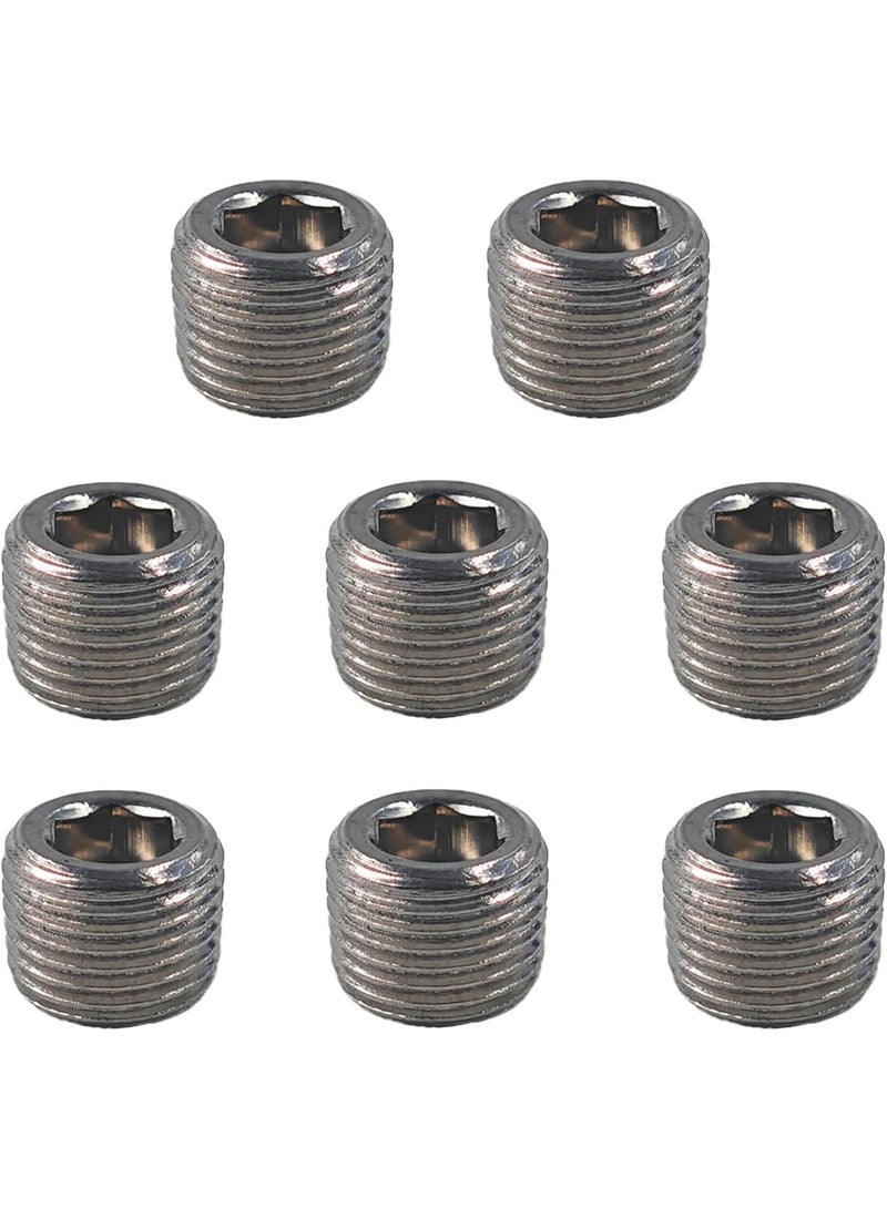 8 قطع توصيل أنابيب من الفولاذ المقاوم للصدأ 1/8 بوصة NPT برغي ذكر سدادة أنبوب سداسي مغروس - Image 1