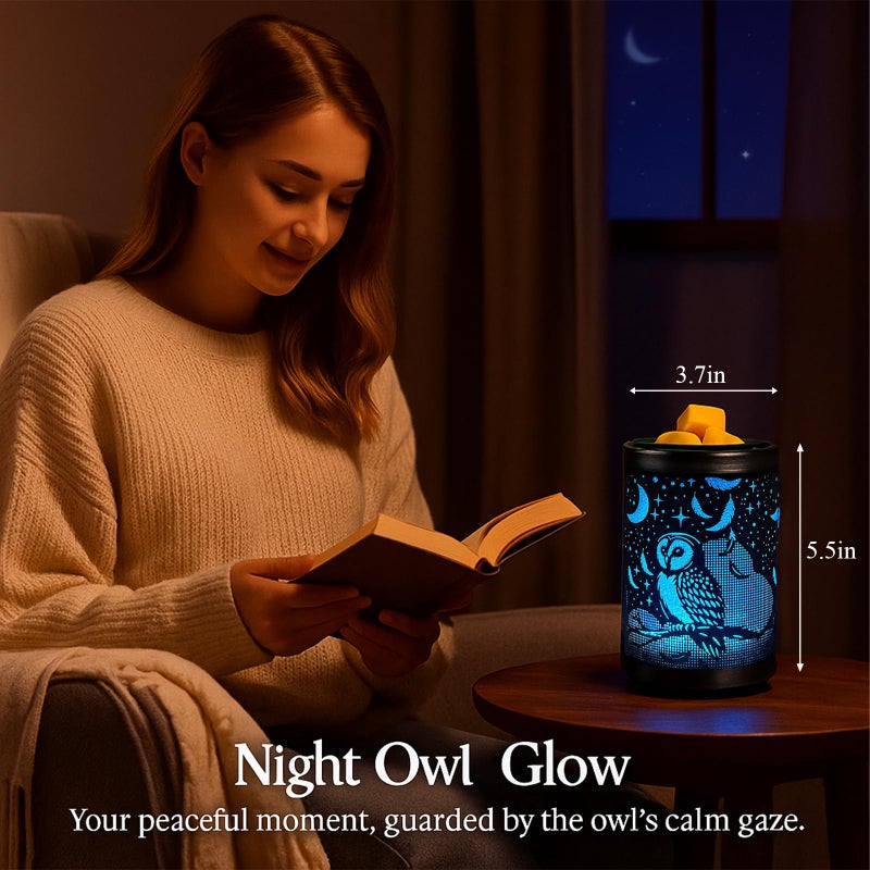 Leyoue Electric Wax Melt Warmer PTC Heating Plate with 7 Colors LED Changing Light Wax Warmer Fragrance Warmer for Home Office Gifts & Decor(Owl) - Image 3