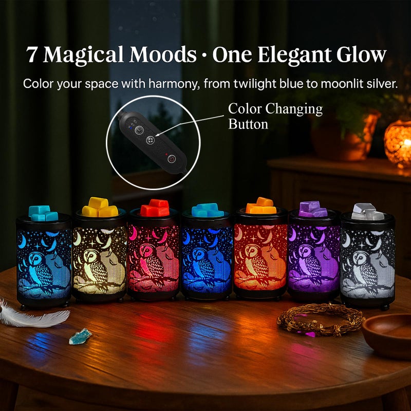 Leyoue Electric Wax Melt Warmer PTC Heating Plate with 7 Colors LED Changing Light Wax Warmer Fragrance Warmer for Home Office Gifts & Decor(Owl) - Image 2