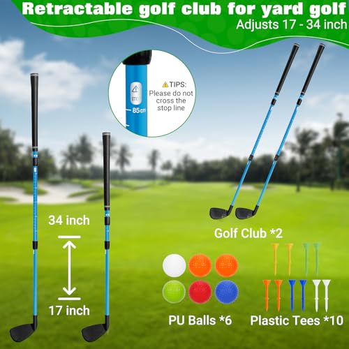 CWLAKON Golf Club Length Adjustable for Backyard Golf Game Yard Golf Games Club for Toddlers Junior Adults Family Plastic Golf Club for Indoor Outdoor Golf Training Chipping Games 2 Pack - Image 5
