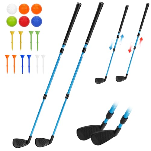 CWLAKON Golf Club Length Adjustable for Backyard Golf Game Yard Golf Games Club for Toddlers Junior Adults Family Plastic Golf Club for Indoor Outdoor Golf Training Chipping Games 2 Pack - Image 1