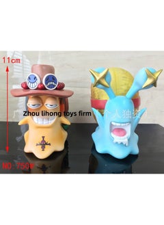 Generic One Piece King Four Emperor Telephone Worm Ace Aunt Black Beard White Beard Very Flat 9 Boxed Hand-held-Color:Ace Luffy Bagged  - Image 1