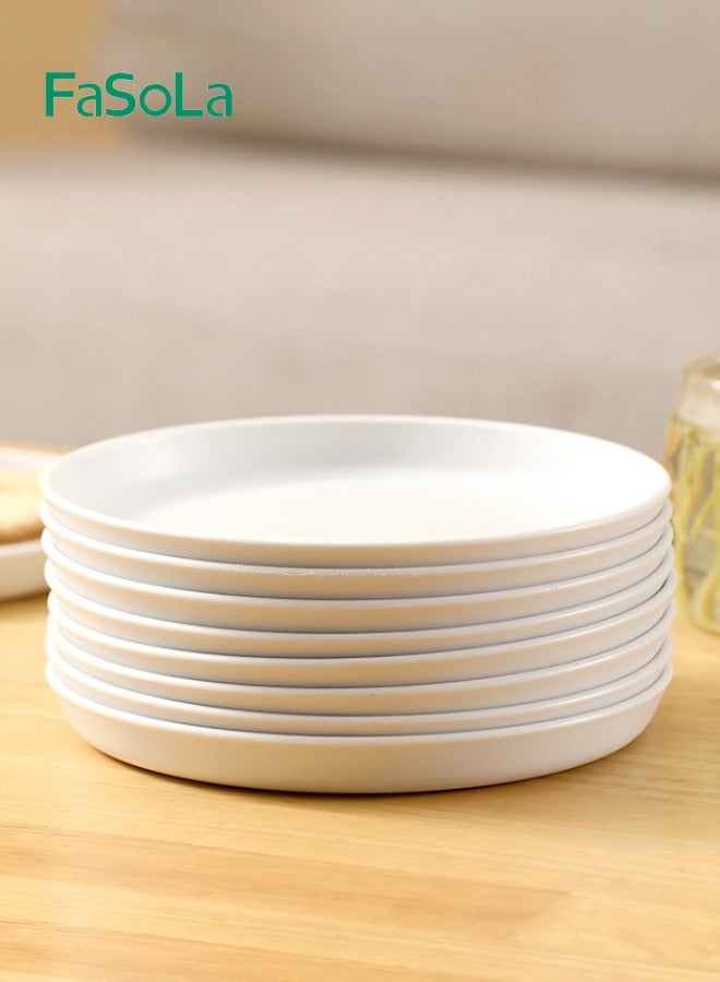 فاصولا طبق بلاستيك 8 قطع، طبق فاكهة قابل لإعادة الاستخدام، طبق حلوى قابل للغسل، طبق وجبات خفيفة متعدد الوظائف مع قاعدة متصلة، طبق بصق العظام، طبق حلوى مبتكر، طبق فاكهة رمضان - Image 2