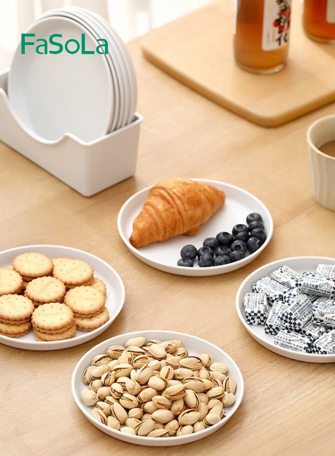 فاصولا طبق بلاستيك 8 قطع، طبق فاكهة قابل لإعادة الاستخدام، طبق حلوى قابل للغسل، طبق وجبات خفيفة متعدد الوظائف مع قاعدة متصلة، طبق بصق العظام، طبق حلوى مبتكر، طبق فاكهة رمضان - Image 3