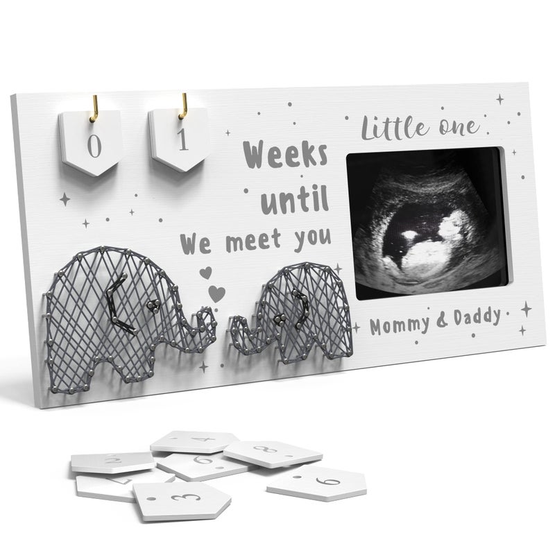 Baby Sonogram Picture Frame w Baby Countdown Weeks  Standard 4x3 Ultrasound Photo  Pregnancy Announcements Ideas  Gender Reveal  New Mom Expecting Parents Keepsake